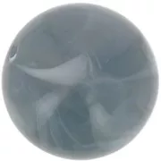 Cuentas redondas de 14 mm en resina opaca - Azul gris jaspeado x6