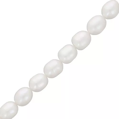 Perlas de agua dulce grano de arroz - 9x8 mm - Grado A Blanco x38cm