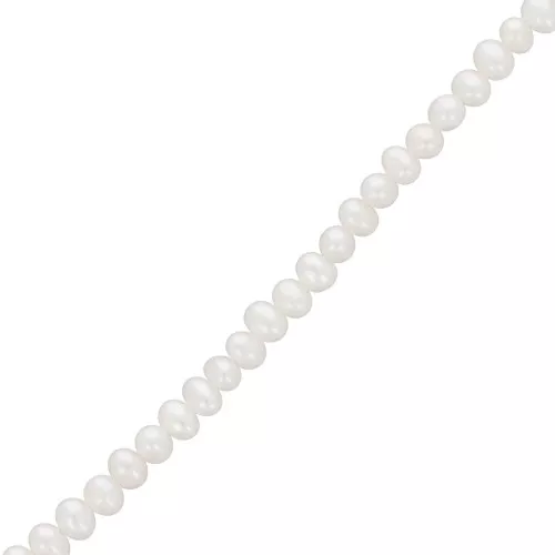 Perlas de agua dulce redondas aplanadas irregulares 3x2,5 mm - Grado AA+ Blanco x38cm