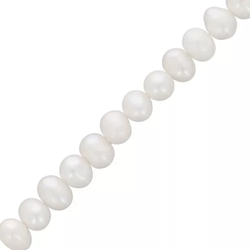 Perlas ovaladas irregulares de agua dulce 7x6 mm - Grado A Blanco x34cm