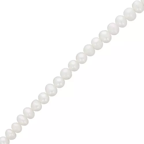Perlas de agua dulce ovaladas irregulares 4,5x3,5 mm - Grado AA- Blancas x37cm