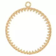 Colgante redondo trabajado para cabujón plano de 26 mm - chapado en oro de 3 micras x1