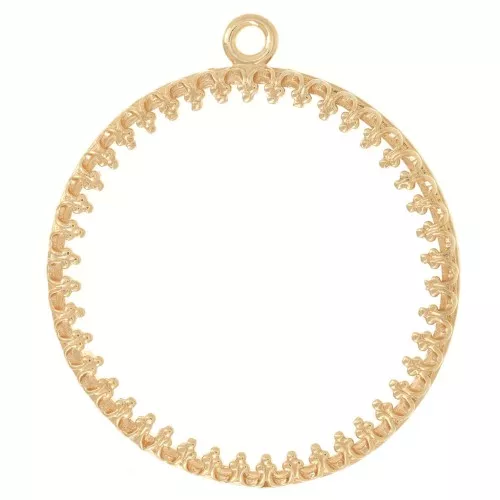 Colgante redondo trabajado para cabujón plano de 26 mm - chapado en oro de 3 micras x1