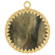 Colgante redondo trabajado para cabujón plano de 26 mm - chapado en oro de 3 micras x1