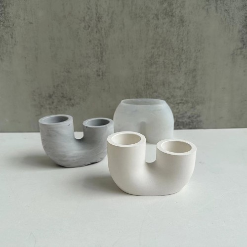 Molde de silicona para portavelas asimétrico en forma de U 7x10 cm x1