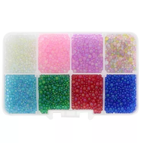 Surtido de cuentas redondas sin agujeros 0,4-3 mm - Multicolor x110g
