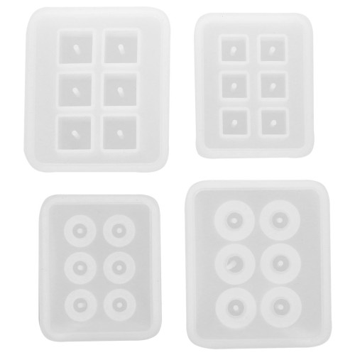 Juego de 4 moldes de silicona para hacer cuentas de resina redondas y cuadradas