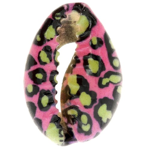 Concha Cauri 18-23 mm estampado leopardo Verde claro - Rosa caramelo - Negro x1
