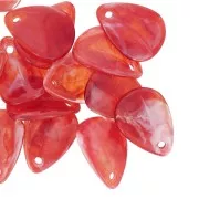 Lentejuelas de pétalos de flores curvadas de 17 mm en acrílico - Rojo jaspeado - Blanco x15