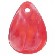 Lentejuelas de pétalos de flores curvadas de 17 mm en acrílico - Rojo jaspeado - Blanco x15