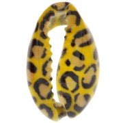 Cauri concha 18-23 mm estampado leopardo - Amarillo - Ocre - Negro x1