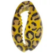 Cauri concha 18-23 mm estampado leopardo - Amarillo - Ocre - Negro x1