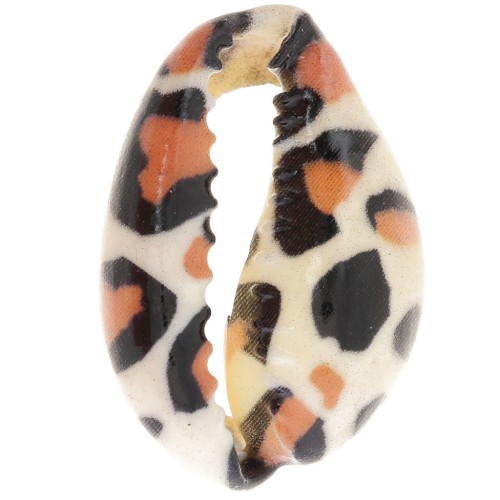 Cauri concha 18-23 mm estampado leopardo - Crudo - Caramelo - Negro x1