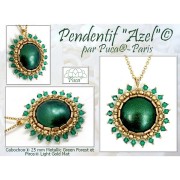 Cabujón redondo de vidrio de Puca® 25 mm - Green Forest Metallic Mat x1