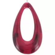 Colgante gota calada 45x25,5 mm, acrílico - Rojo oscuro jaspeado - Negro x1