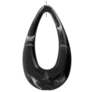 Colgante gota calada 45x25,5 mm, acrílico - Negro jaspeado - Blanco x1