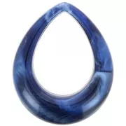 Colgante acrílico gota calada 53x43,5 mm - Azul noche jaspeado - Blanco x1