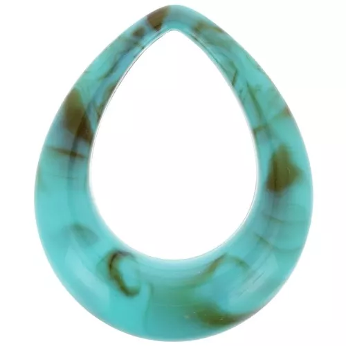 Colgante acrílico gota calada 53x43,5 mm - Turquesa jaspeado - Marrón x1