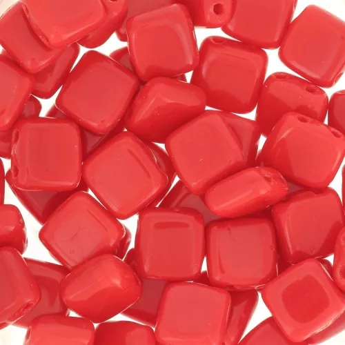 Tile beads 6 mm Red Corail x50