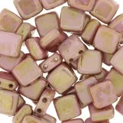 Tile beads 6 mm Luster Opaque Rose/Gold x50