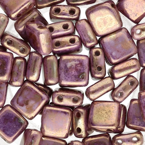 Tile beads 6 mm Luster Opaque Rose/Gold x50