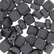 Tile beads 6 mm Jet Hematite Mat x50