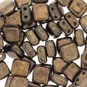 Tile beads 6 mm Jet Bronze Picasso x50