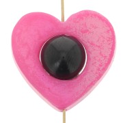 Cuenta corazón calado 18 mm - Concha tinted - Rosa iridiscente x1