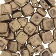 Tile beads 6 mm Gold Bronze x50