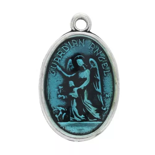 Medalla santos esmaltada turquesa 25 mm x1