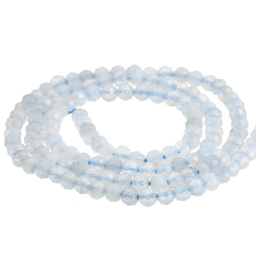 Cuentas redondas facetadas de 3,5 mm de piedra preciosa - Ágata azul encaje x 38 cm