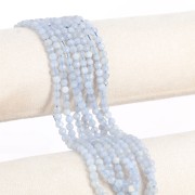 Cuenta redonda facetada 4 mm gema - Agata Azul Encaje x38cm