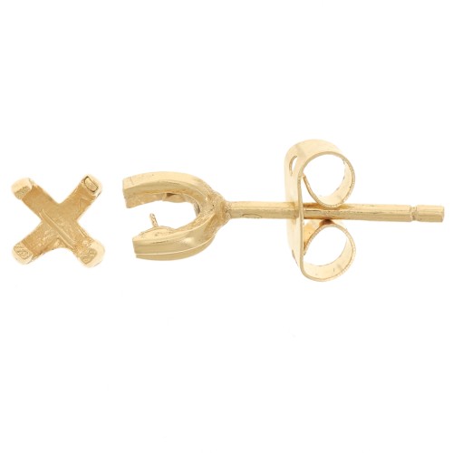 Pendientes para perlas semiperforadas de 4 mm - 3 micras chapado en oro x2