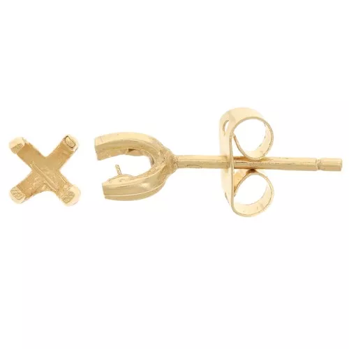 Pendientes para perlas semiperforadas de 4 mm - 3 micras chapado en oro x2