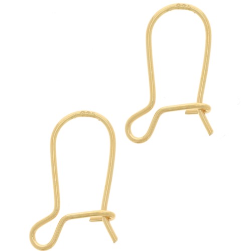 Pendientes de gancho de 13 mm - Plata de Ley 925 Dorada con Oro Fino x4