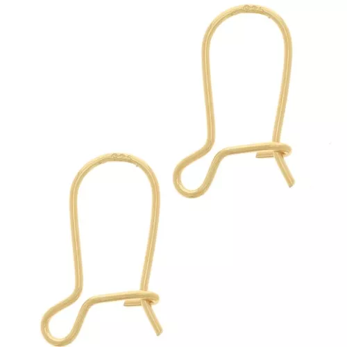 Pendientes de gancho de 13 mm - Plata de Ley 925 Dorada con Oro Fino x4