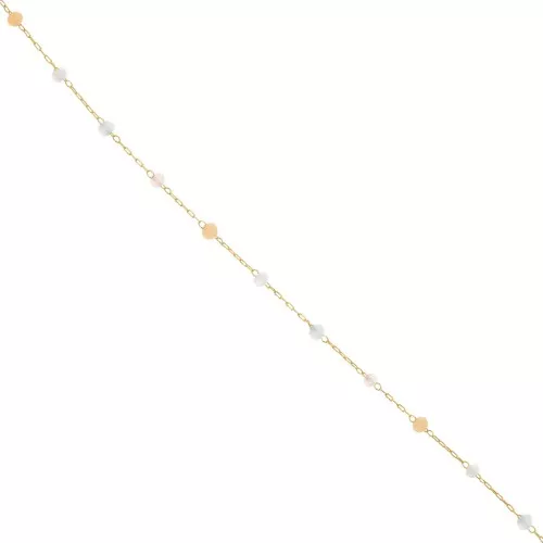 Cadena de cuentas de vidrio facetado aplanado 3x2 mm - Dorado - Pastel x50cm