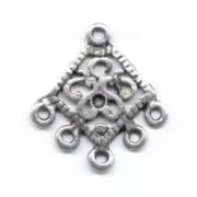 Separadores Rombo 5 hilos plateado antiguo 23 mm x2