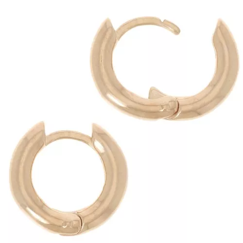 Pendientes de aro redondo 15 mm - Alambre 3 mm - Chapado de oro 3 micras x2