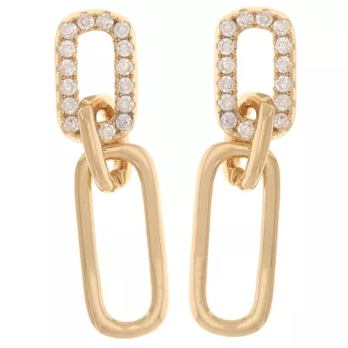 20x5mm Zirconium Oxides Pendientes de gota - Chapado de oro 3 micras x2