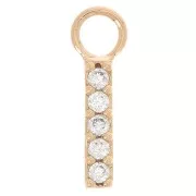 Charm bar 12x2 mm con óxido de circonio - Chapado de oro 3 micras - Cristal x1