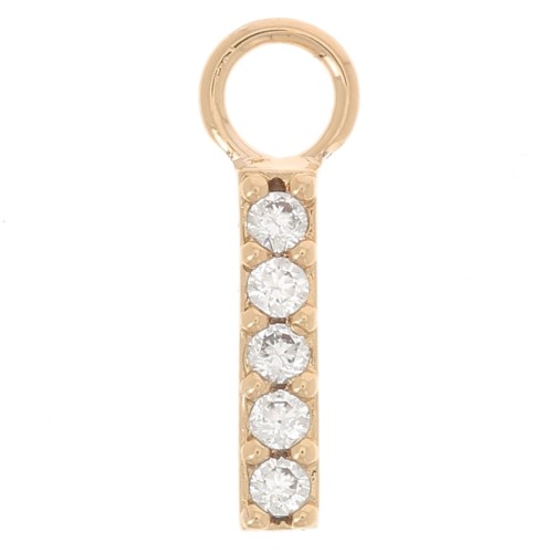 Charm bar 12x2 mm con óxido de circonio - Chapado de oro 3 micras - Cristal x1