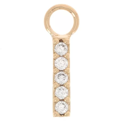 Charm bar 12x2 mm con óxido de circonio - Chapado de oro 3 micras - Cristal x1