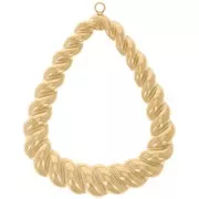 Colgantes efecto gota trenzada 41x32 mm - Acero inoxidable 316L dorado x2