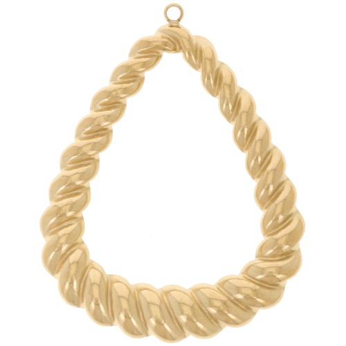 Colgantes efecto gota trenzada 41x32 mm - Acero inoxidable 316L dorado x2