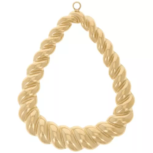 Colgantes efecto gota trenzada 41x32 mm - Acero inoxidable 316L dorado x2