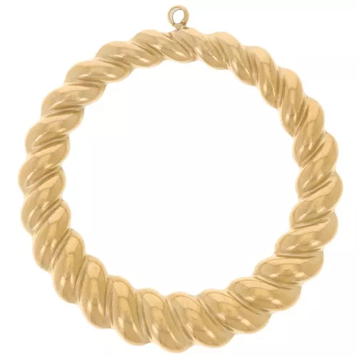 Colgantes efecto trenzado círculos 35 mm - Acero inoxidable 316L dorado x2