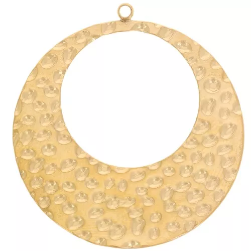 Colgantes círculos huecos texturados 33 mm - Acero inoxidable 316L dorado x2