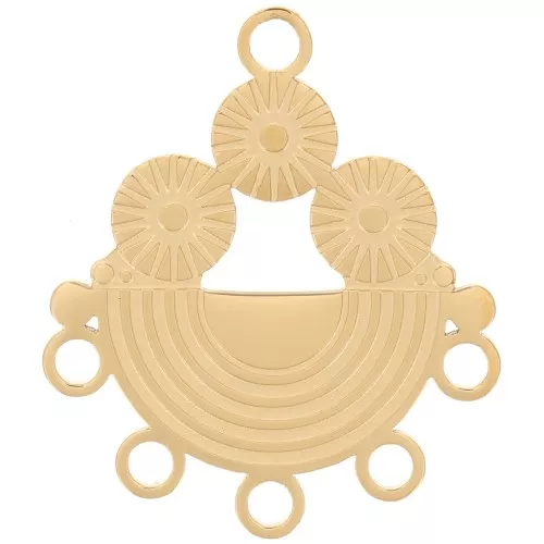 Colgante candelabro 20,5x17,5 mm y 5 anillos cerrados - Acero inoxidable 316L dorado x1