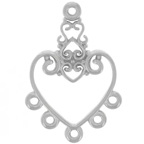 Colgante candelabro corazón 31x21 mm y 5 anillos cerrados Acero inoxidable 316L x1